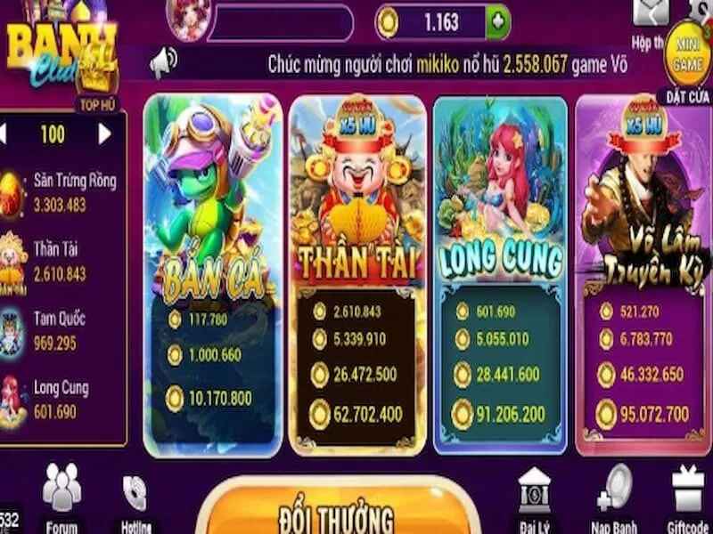 Kho tàng game tại Banh Club đa dạng