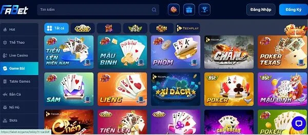 Tại nhà cái FABET bạn có thể chơi với nhiều game bài khác nhau