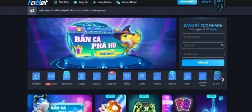 Fabet mang đến những sản phẩm game lô đề đỉnh cao nhất dành cho người chơi